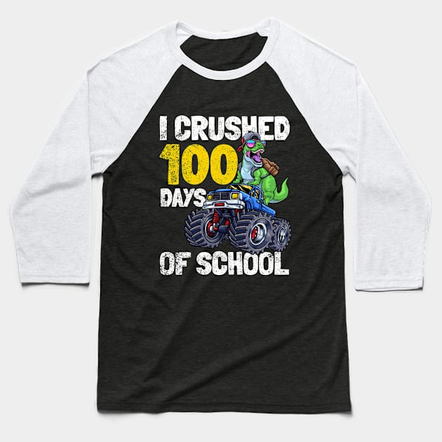 100 Days of School Dinosaur Excavator Baseball T-Shirt by KAWAIITEE